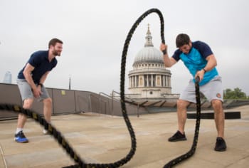 strength and recovery training on terrace